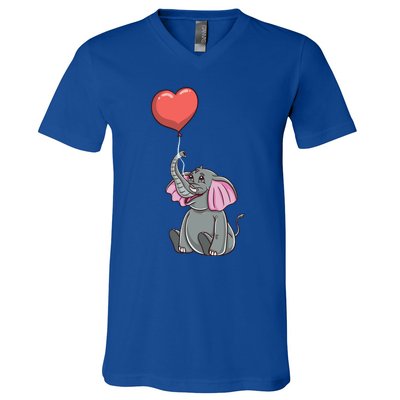 Elephant With Heart Balloon Valentines Day Gift V-Neck T-Shirt