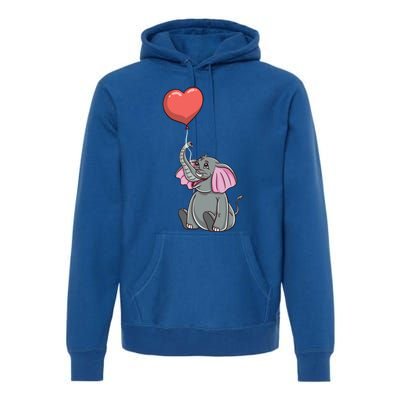 Elephant With Heart Balloon Valentines Day Gift Premium Hoodie