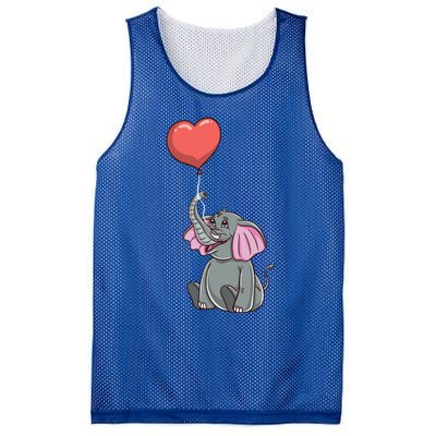 Elephant With Heart Balloon Valentines Day Gift Mesh Reversible Basketball Jersey Tank