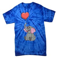 Elephant With Heart Balloon Valentines Day Gift Tie-Dye T-Shirt