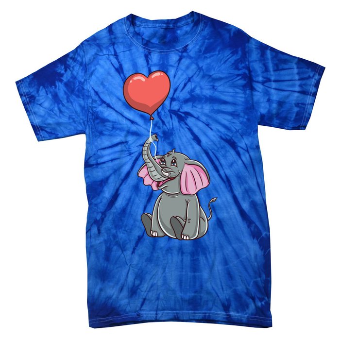 Elephant With Heart Balloon Valentines Day Gift Tie-Dye T-Shirt