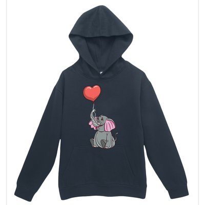 Elephant With Heart Balloon Valentines Day Gift Urban Pullover Hoodie