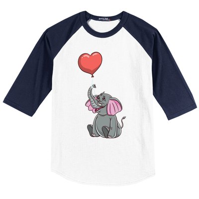 Elephant With Heart Balloon Valentines Day Gift Baseball Sleeve Shirt