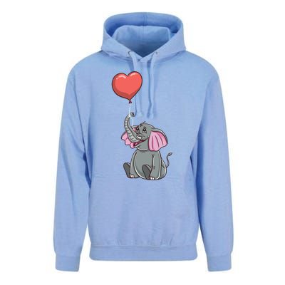 Elephant With Heart Balloon Valentines Day Gift Unisex Surf Hoodie