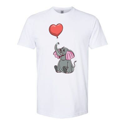 Elephant With Heart Balloon Valentines Day Gift Softstyle CVC T-Shirt