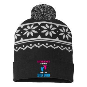 Either Way It Goes I'm The Big Bro Gender Reveal Big Brother USA-Made Snowflake Beanie