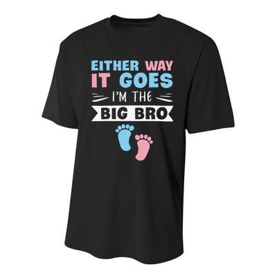 Either Way It Goes I'm The Big Bro Gender Reveal Brother Youth Performance Sprint T-Shirt