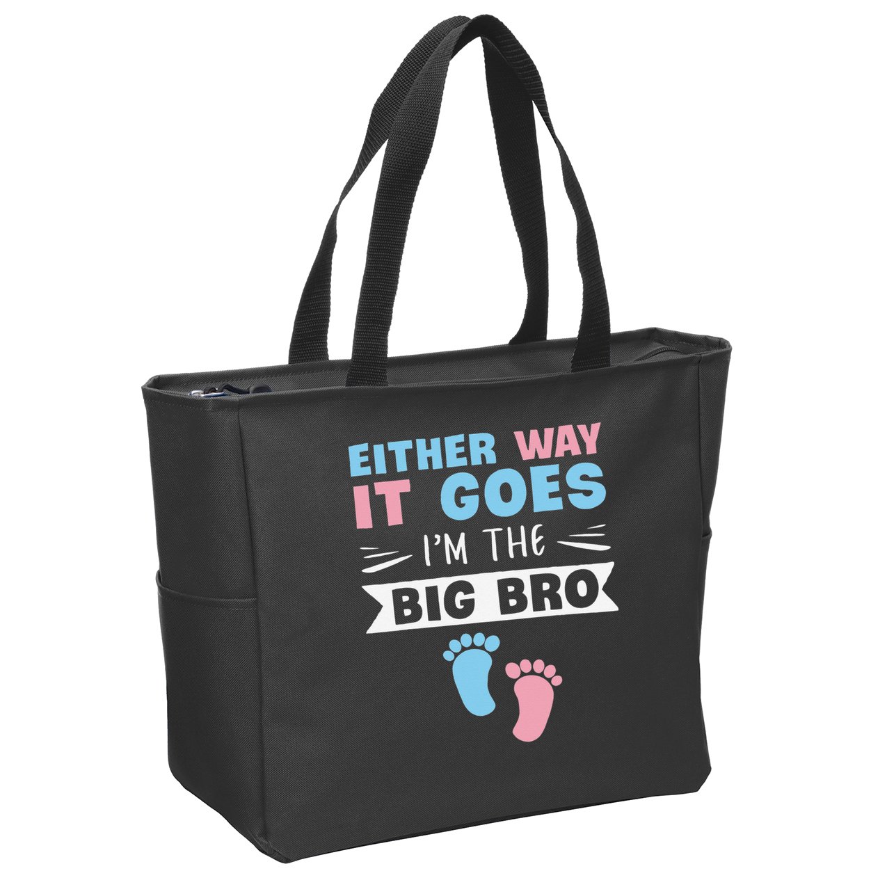 Either Way It Goes I'm The Big Bro Gender Reveal Brother Zip Tote Bag