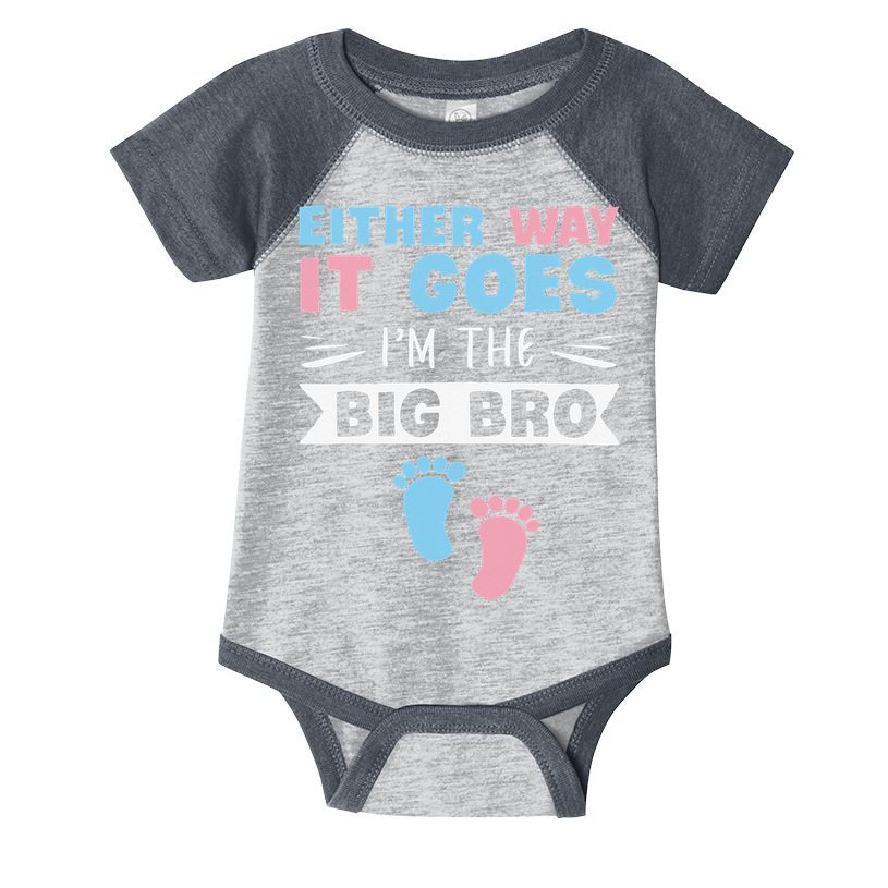 Either Way It Goes I'm The Big Bro Gender Reveal Brother Infant Baby Jersey Bodysuit