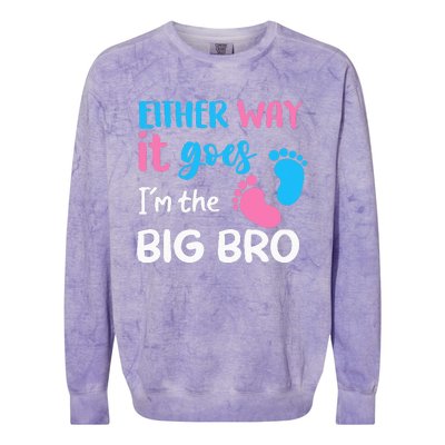 Either Way It Goes I'm The Big Bro Gender Reveal Brother Colorblast Crewneck Sweatshirt