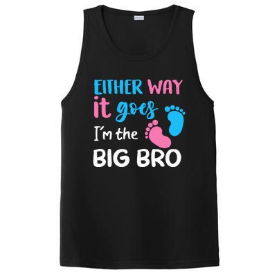 Either Way It Goes I'm The Big Bro Gender Reveal Brother PosiCharge Competitor Tank