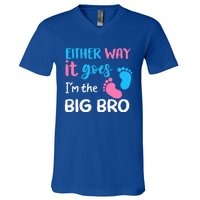 Either Way It Goes I'm The Big Bro Gender Reveal Brother V-Neck T-Shirt