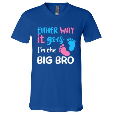 Either Way It Goes I'm The Big Bro Gender Reveal Brother V-Neck T-Shirt