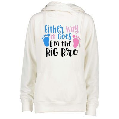 Either Way It Goes I'm The Big Bro Gender baby Reveal Womens Funnel Neck Pullover Hood