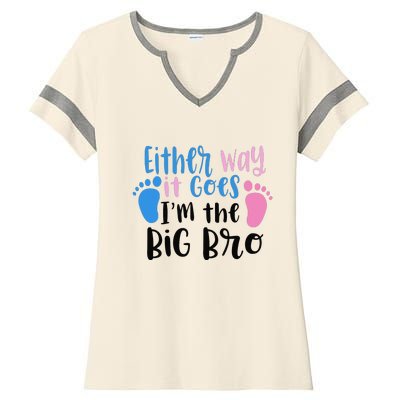 Either Way It Goes I'm The Big Bro Gender baby Reveal Ladies Halftime Notch Neck Tee