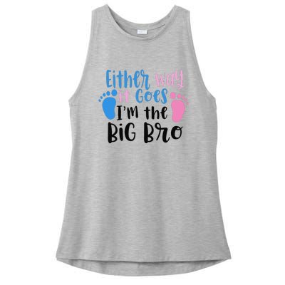 Either Way It Goes I'm The Big Bro Gender baby Reveal Ladies PosiCharge Tri-Blend Wicking Tank