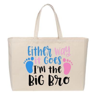 Either Way It Goes I'm The Big Bro Gender baby Reveal Cotton Canvas Jumbo Tote