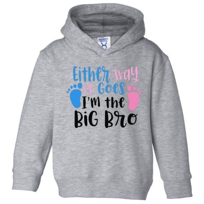 Either Way It Goes I'm The Big Bro Gender baby Reveal Toddler Hoodie