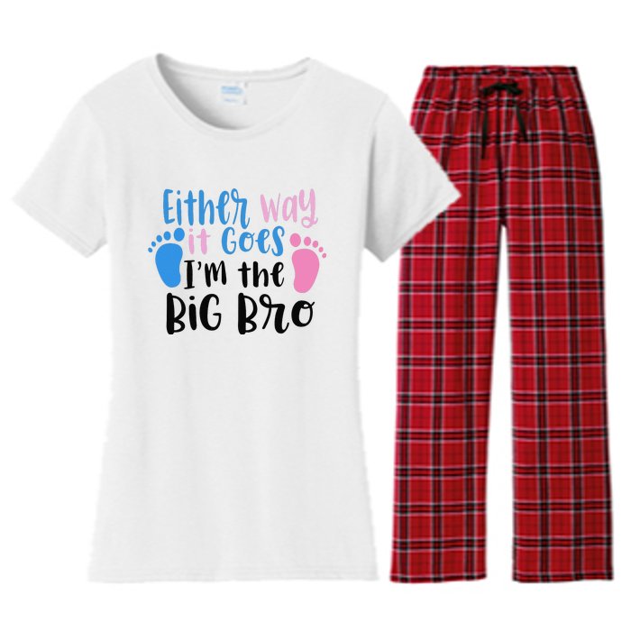 Either Way It Goes I'm The Big Bro Gender baby Reveal Women's Flannel Pajama Set