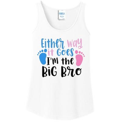 Either Way It Goes I'm The Big Bro Gender baby Reveal Ladies Essential Tank