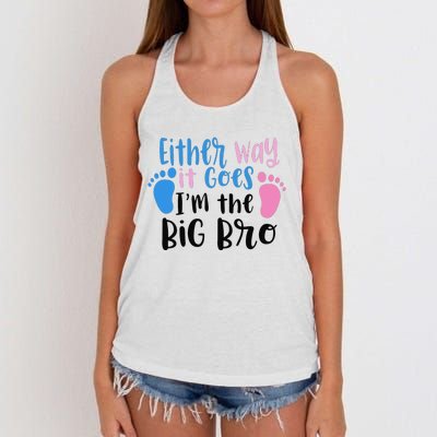 Either Way It Goes I'm The Big Bro Gender baby Reveal Women's Knotted Racerback Tank