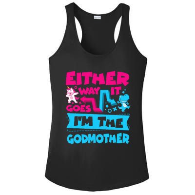 Either Way It Goes Im The Godmother Gender Reveal Baby Ladies PosiCharge Competitor Racerback Tank