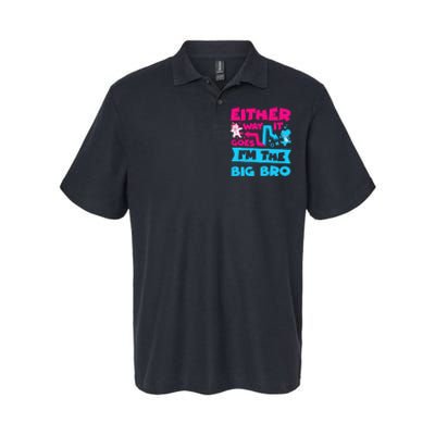 Either Way It Goes Im The Big Bro Brother Gender Reveal Softstyle Adult Sport Polo