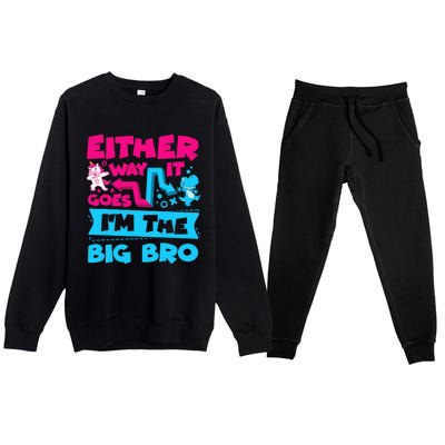 Either Way It Goes Im The Big Bro Brother Gender Reveal Premium Crewneck Sweatsuit Set