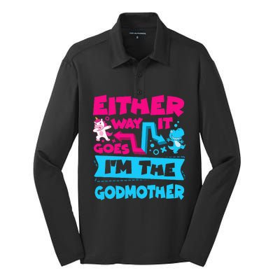 Either Way It Goes Im The Godmother Gender Reveal Baby Silk Touch Performance Long Sleeve Polo