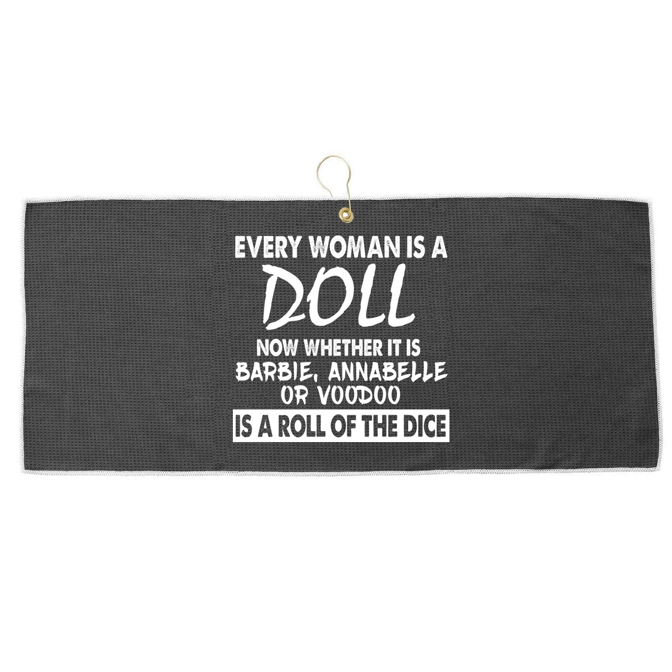 Every Woman Is A Doll Large Microfiber Waffle Golf Towel