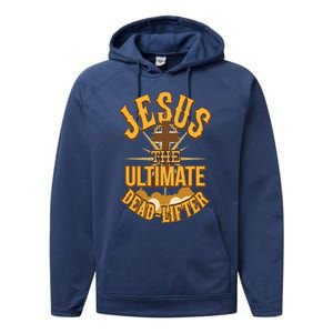 Easter Workout Jesus The Ultimate Dead Lifter Performance Fleece Hoodie