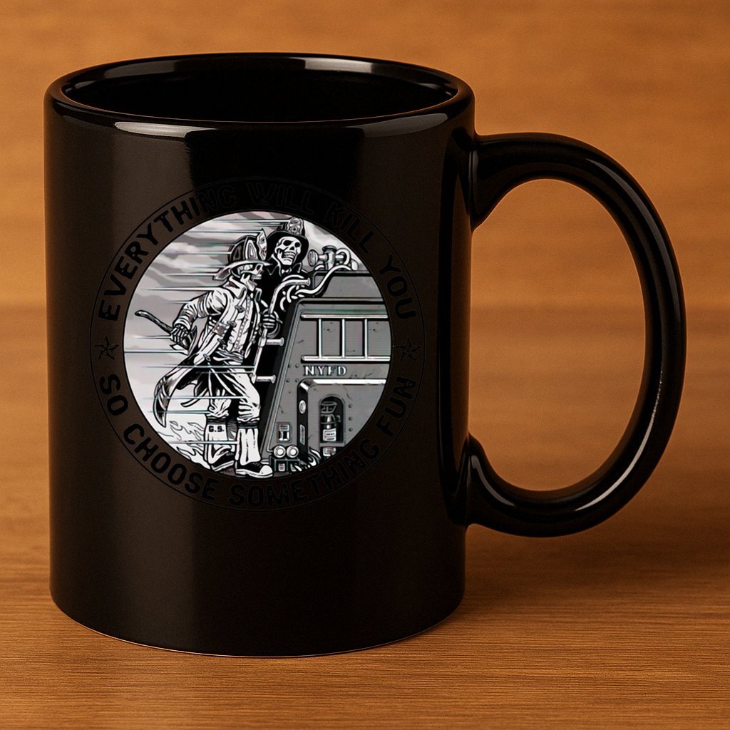 Everything Will Kill You So Choose Something Fun Firefighter Gift 11oz C Handle Ceramic Mug