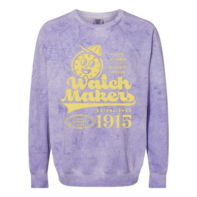 Elgin Watch Makers Illinois Vintage Defunct Baseball Teams Colorblast Crewneck Sweatshirt