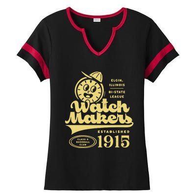 Elgin Watch Makers Illinois Vintage Defunct Baseball Teams Ladies Halftime Notch Neck Tee