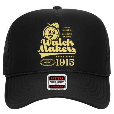 Elgin Watch Makers Illinois Vintage Defunct Baseball Teams High Crown Mesh Back Trucker Hat