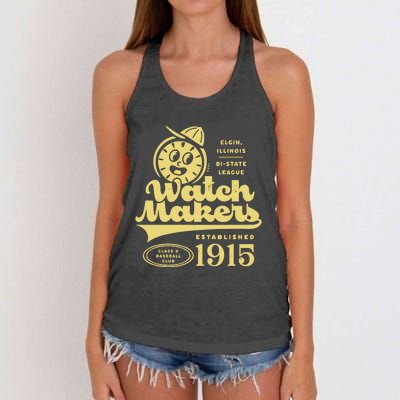 Elgin Watch Makers Illinois Vintage Defunct Baseball Teams Women's Knotted Racerback Tank