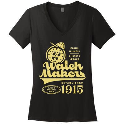 Elgin Watch Makers Illinois Vintage Defunct Baseball Teams Women's V-Neck T-Shirt