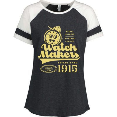 Elgin Watch Makers Illinois Vintage Defunct Baseball Teams Enza Ladies Jersey Colorblock Tee