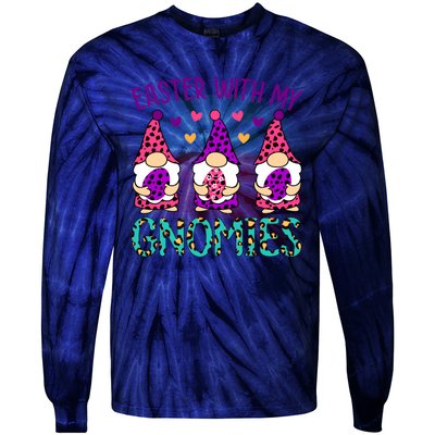 Easter With My Gnomies With Easter Eggs Tie-Dye Long Sleeve Shirt