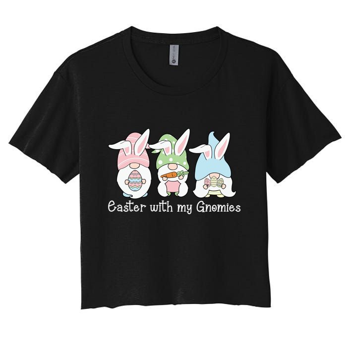 Easter With My Gnomies Cute Spring Women's Crop Top Tee