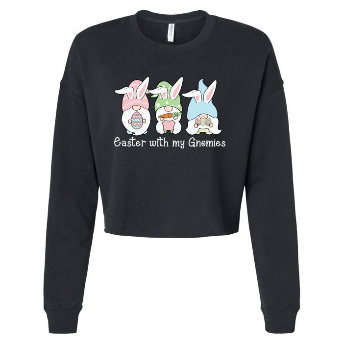 Easter With My Gnomies Cute Spring Cropped Pullover Crew