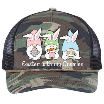 Easter With My Gnomies Cute Spring Retro Rope Trucker Hat Cap