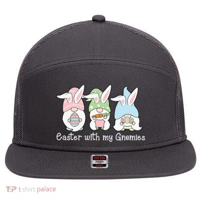 Easter With My Gnomies Cute Spring 7 Panel Mesh Trucker Snapback Hat