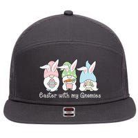 Easter With My Gnomies Cute Spring 7 Panel Mesh Trucker Snapback Hat
