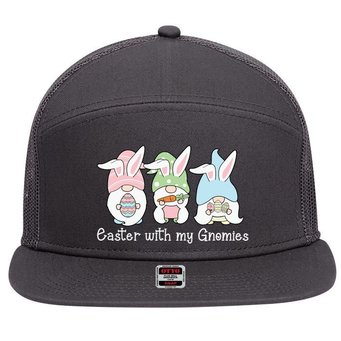 Easter With My Gnomies Cute Spring 7 Panel Mesh Trucker Snapback Hat