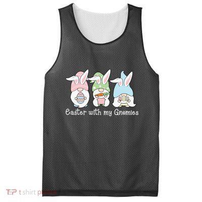 Easter With My Gnomies Cute Spring Mesh Reversible Basketball Jersey Tank