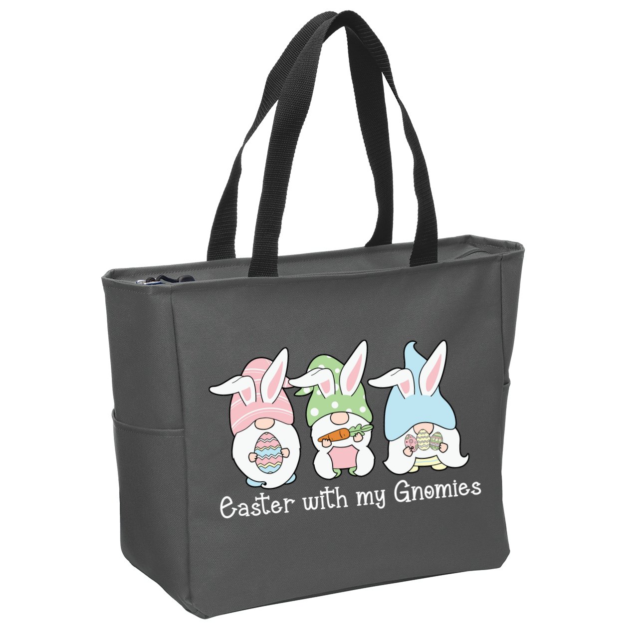Easter With My Gnomies Cute Spring Zip Tote Bag