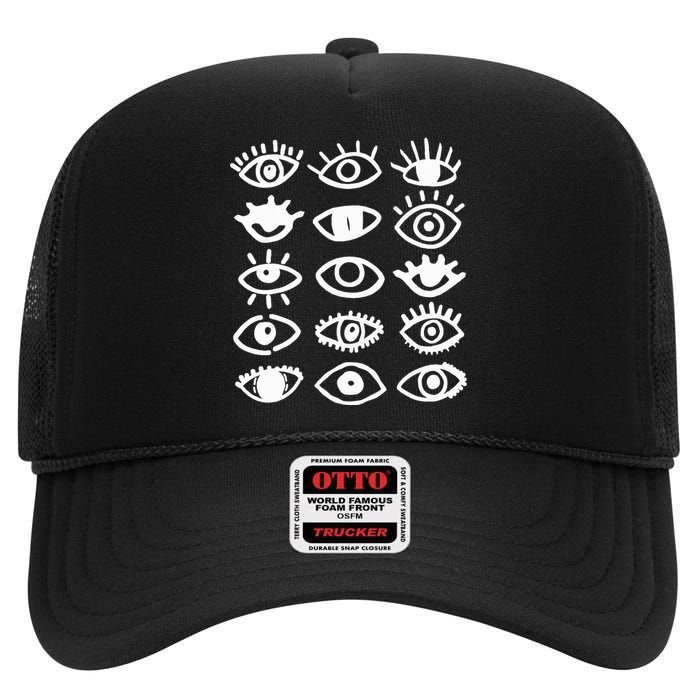 Eyes With Mood Emotion Eye High Crown Mesh Back Trucker Hat