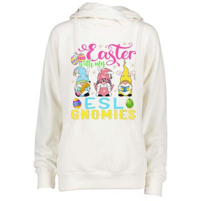 Easter With My ESL Gnomies Teacher Gnome Easter Day Womens Funnel Neck Pullover Hood