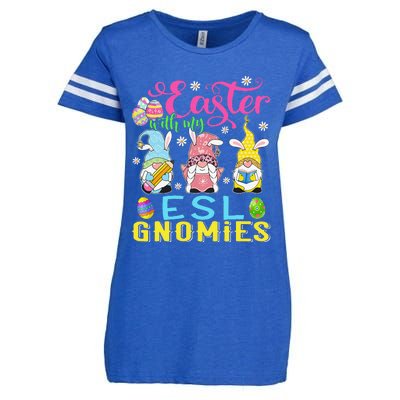 Easter With My ESL Gnomies Teacher Gnome Easter Day Enza Ladies Jersey Football T-Shirt